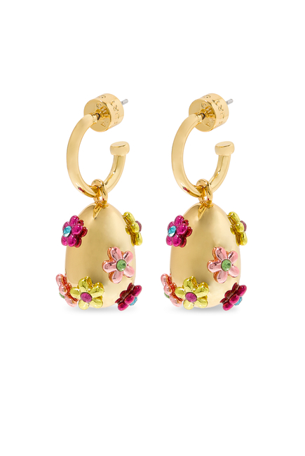 Rainbow Floral Earrings, Brass