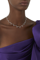 Wave Choker, 18k White Gold, Diamonds & Pink Sapphires