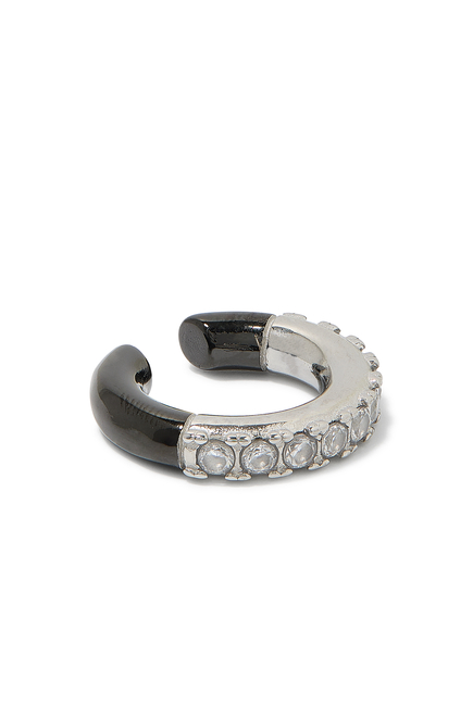 Kia Round Ear Cuff,  Silver-Plated Stainless Steel & Zirconium Oxides