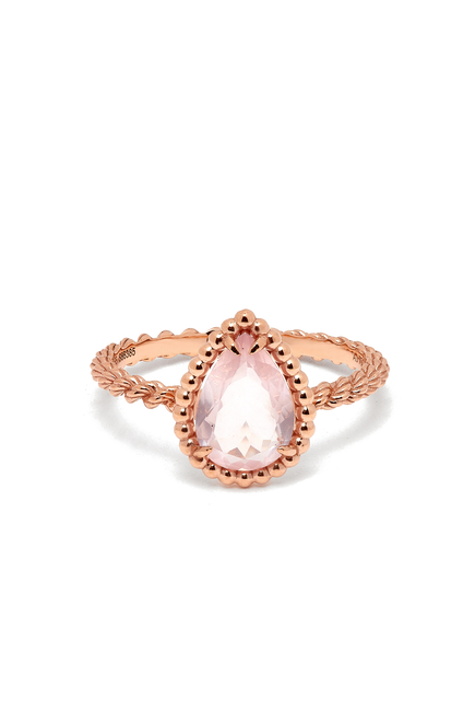 Serpent Boheme Small Motif Ring, 18k Rose Gold & Pink Quartz
