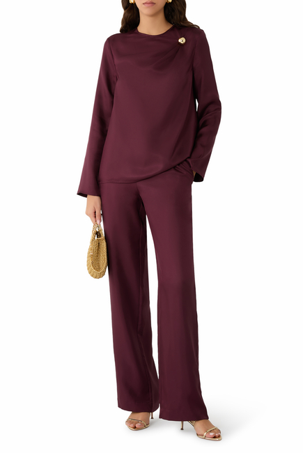 AZAE Draped Silk Top