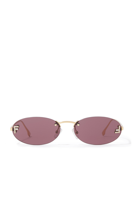 Fendi First Crystal Gold Oval Sunglasses
