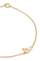 Kids Tiny Bling Arabic Letter Ein Bracelet, 18k Yellow Gold & Enamel