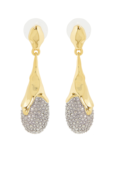 Solanales Teardrop Earrings, 14k Gold-Plated Brass & Crystals