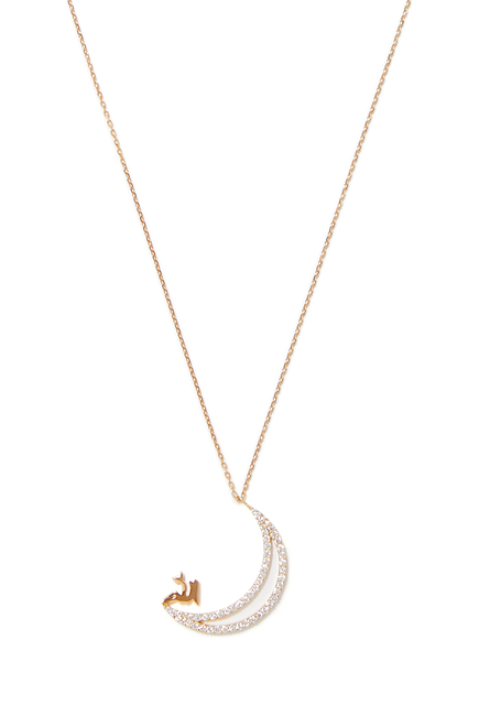 Oula Allah Moon Pendant, 18k Yellow Gold & Enamel
