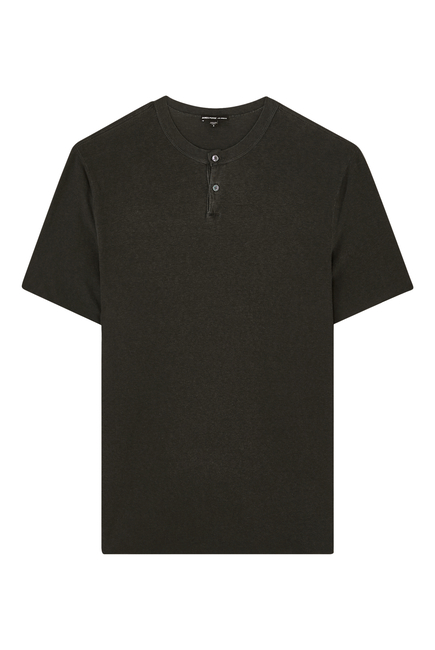 Slub Jersey Short-Sleeved Henley