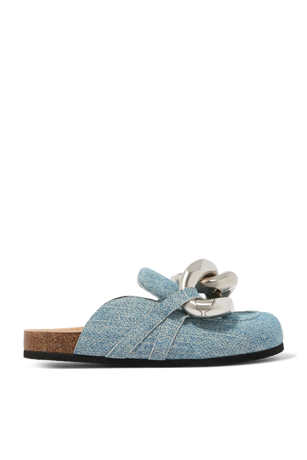 Chain Loafer Suede Mules