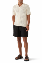 Textured Cotton Short Sleeves Cardigan
