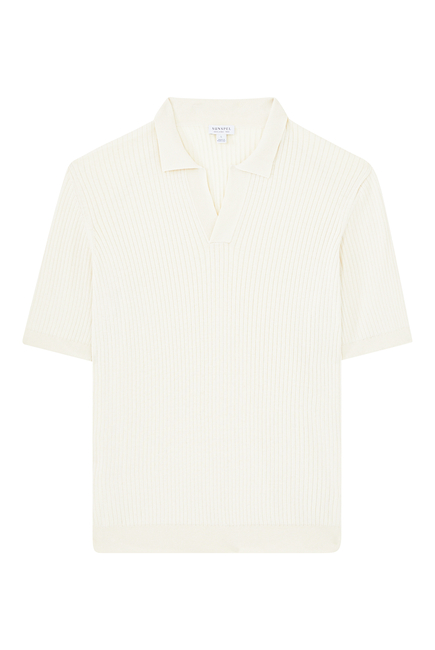Fine Rib Silk Cotton Polo Shirt