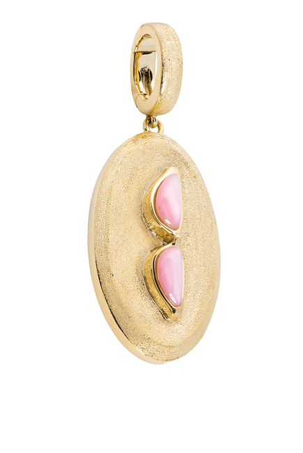  Sunglasses Sands Charm, 18K Yellow Gold & Pink Opal