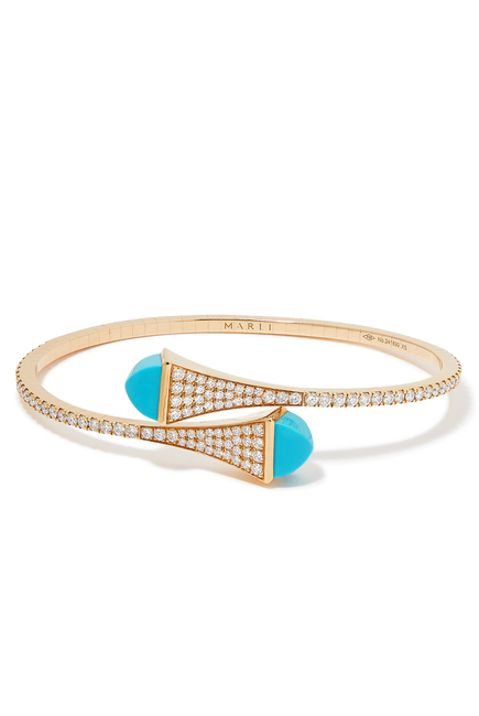 Cleo Bangle, 18k Rose Gold with Turquoise & Diamond
