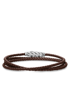Chevron Triple Wrap Bracelet, Leather & Sterling Silver