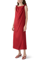 Silk Twisted Moun Midi Dress