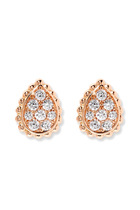 Serpent Bohème XS Motif Stud Earrings, Paved With Diamonds, in pink gold