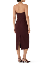 Asymmetric Cut Strapless Midi Dress