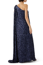 Majestic One-Shoulder Sequin Kaftan
