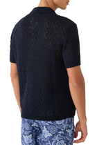 Textured Cotton Short Sleeves Cardigan