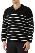 Mole Yarn Stripe Skipper Knit Polo