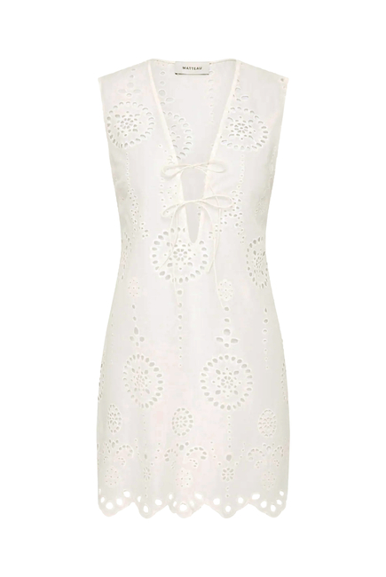 Broderie Tie Mini Dress
