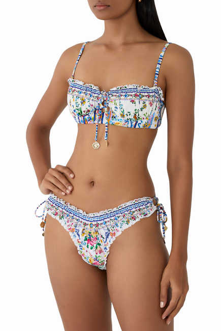 Tiles Darls Ruched Skimpy Bikini Bottom with Tie Sides