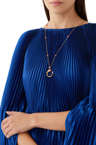 Cleo Venus Midi Long Chain Pendant, 18k Rose Gold, Pink Coral & Diamond