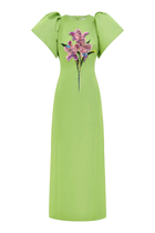 Lucinda Embellished Maxi Dress - Lily Print in Parakeet