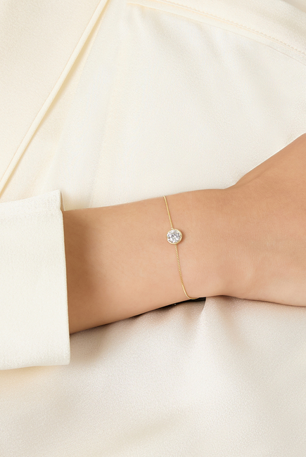  Solitaire Moissanite Bracelet,  14K Vermeil