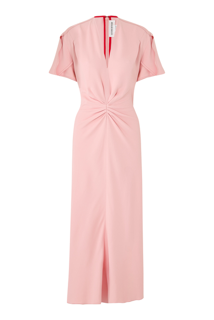 Drop Sleeve Kick Crepe Midi Dress