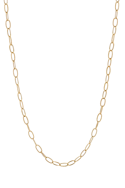 Elongated Oval Link 18in Necklace, 18k Yellow Gold