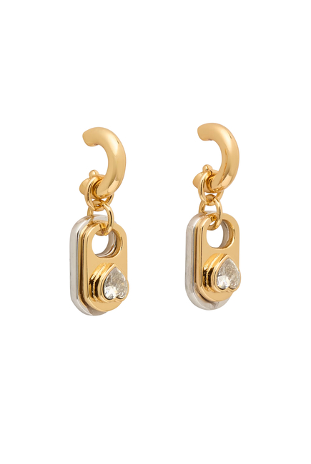 Snack Time Charm Huggies, Plated Metal, Titanium Posts & Cubic Zirconia