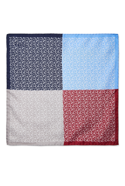 Multi Four-Sided Floral Silk Pocket Square Handkerchief