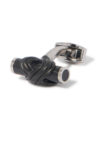 Carbon Infinity Talisman Cufflinks,  Palladium Plated Base Metal & Carbon Fibre