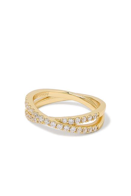 Staci Double Pavé Ring,  14K Vermeil  on Sterling Silver & Cubic Zirconia