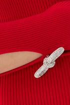 Cut-Out Crystal Bow Sleeves Mini Dress