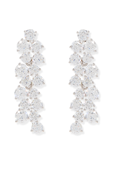 Aspen Drop Earrings, Silver Plated & Cubic Zirconia