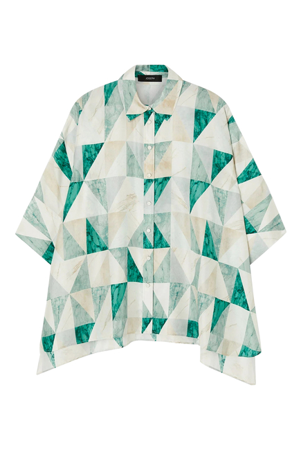 Arcole Marble Print Silk Shirt