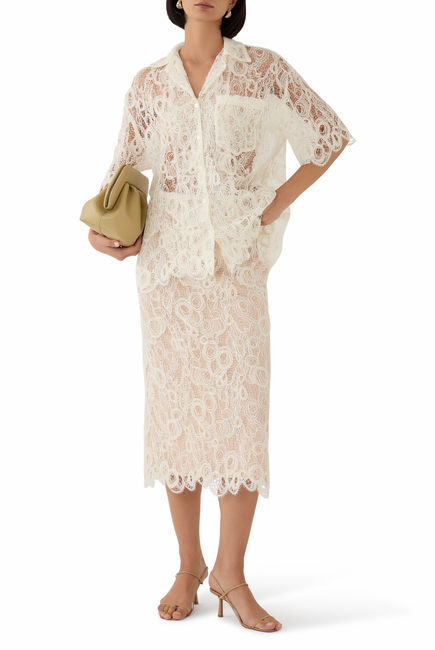 Lace Scalloped-Hem Shirt
