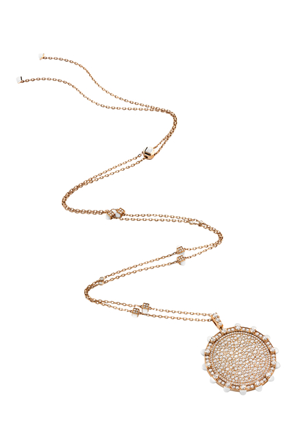 Tip-Top Statement Necklace, 18k Rose Gold with White Agate & Diamonds
