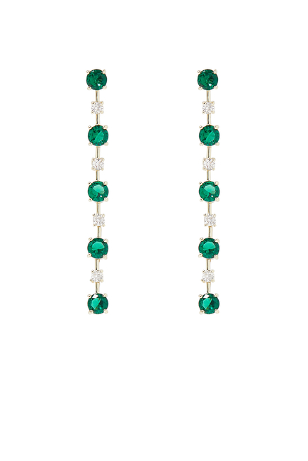 Bar Spaced Drop Link Earrings, Gold-Plated Brass & Cubic Zirconia