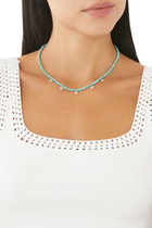 Tiny Evil Eye Turquoise Beaded Necklace, 14k Yellow Gold & Diamond s