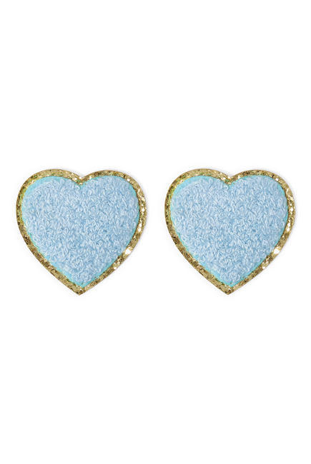 Kids Chenille Sparkle Heart Patches Set