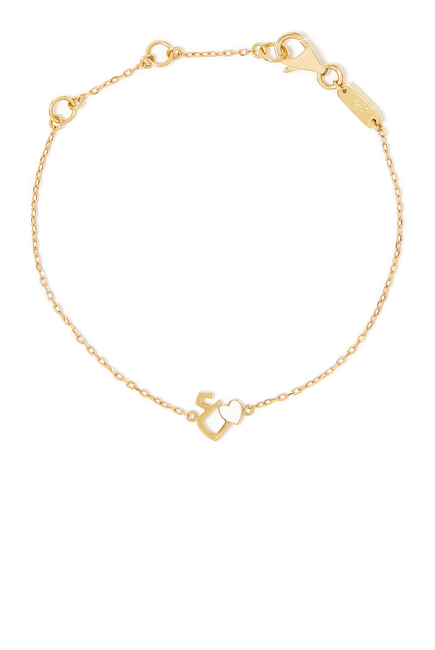 Kids Tiny Bling Arabic Letter Ein Bracelet, 18k Yellow Gold & Enamel
