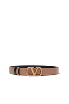 Reversible VLogo Signature Belt in Glossy Calfskin