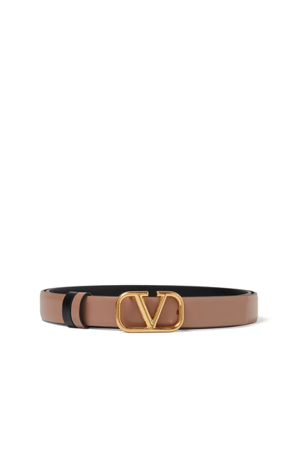 Reversible VLogo Signature Belt in Glossy Calfskin