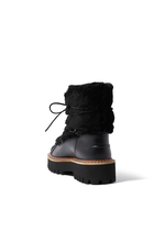 Lace-Up Mid-Length Boots in Ironed Merino