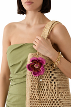 Flower Bag Charm in Raffia & Metal