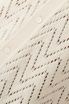 Textured Cotton Short Sleeves Cardigan