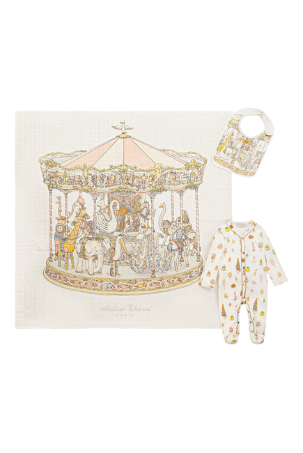 Kids Carousel Print Playsuit Gift Set