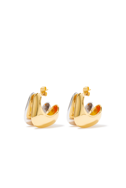 MIXED METAL DOUBLE HOOP EARRING:Multi Colour:One Size