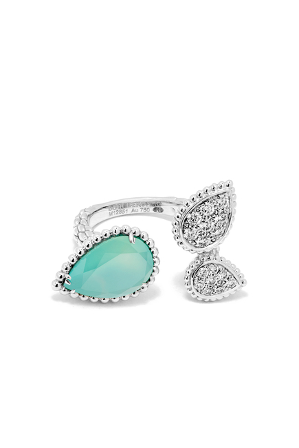 Serpent Bohème Ring, 18k White Gold with Diamonds &  Aquaprase